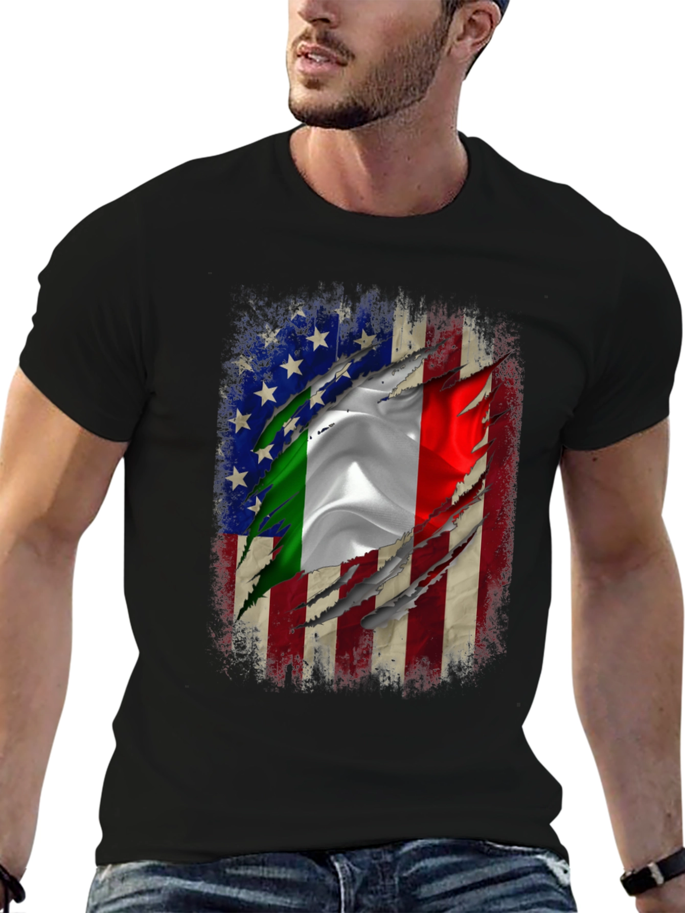 Italian American Flag Graphic T-Shirt