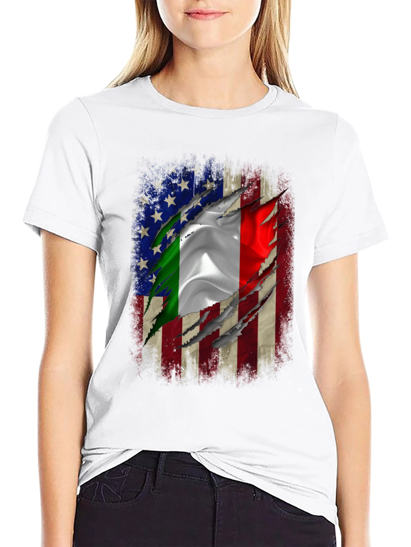 Italian American Flag Graphic T-Shirt