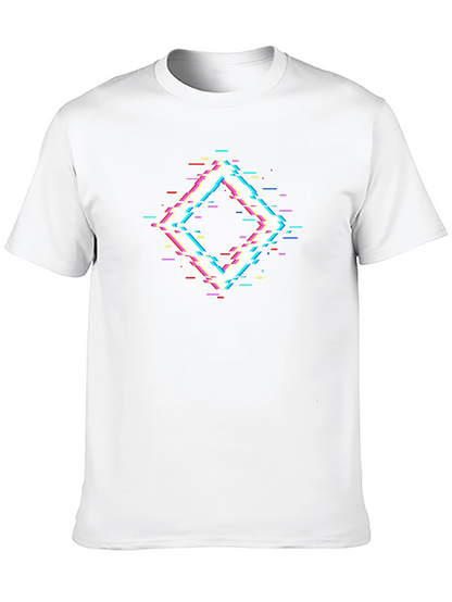 Glitch Diamond Black T-Shirt - Modern Geometric Design