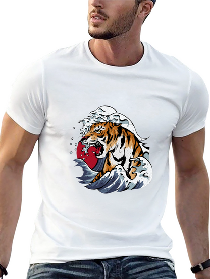Tiger Wave Graphic Tee - Black