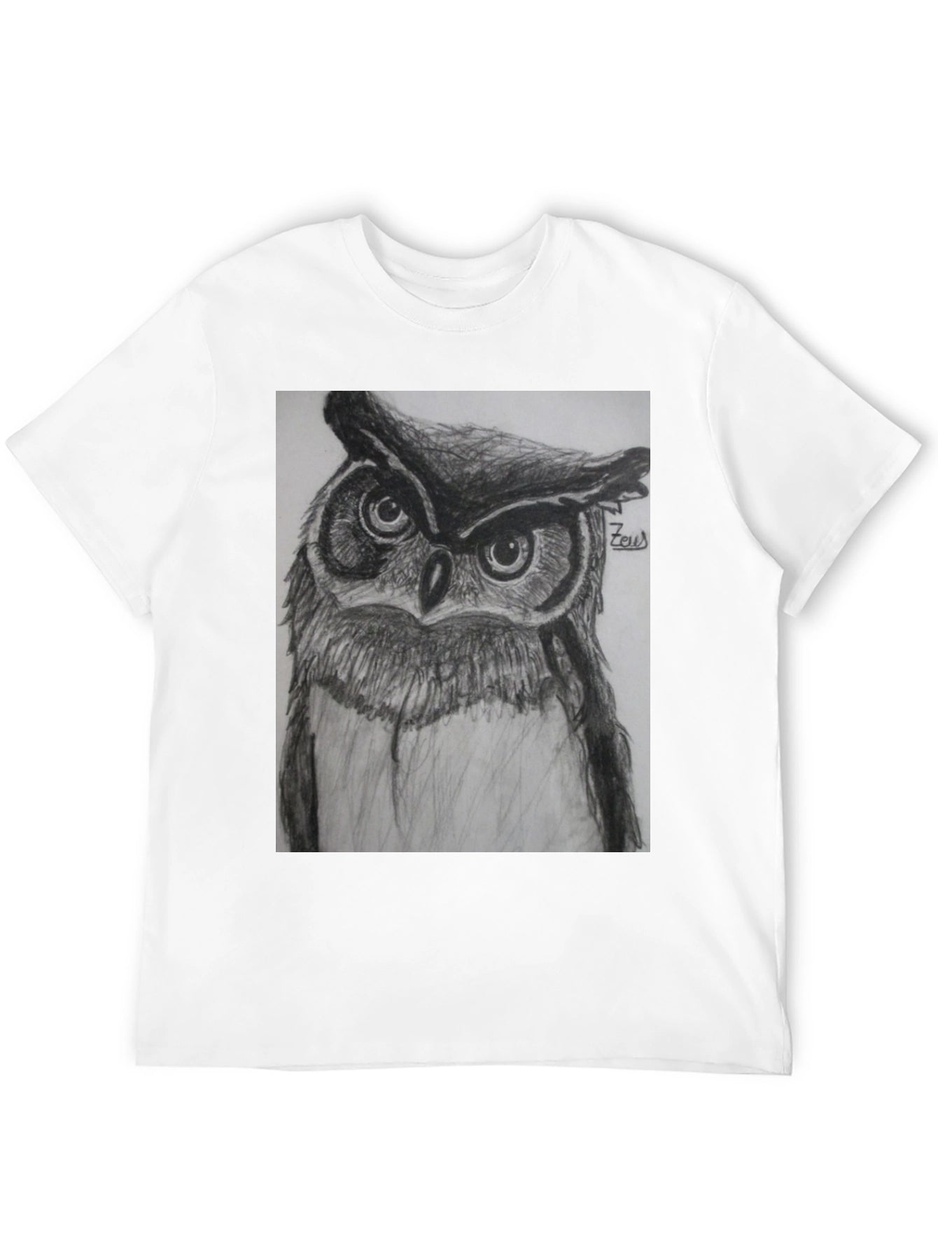 Owl Sketch Graphic Print Black T-Shirt