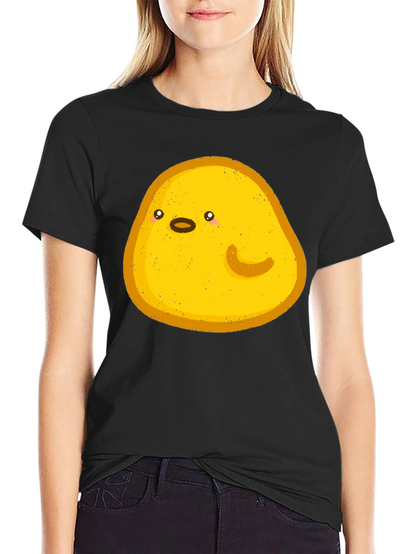Cute Yellow Blob Graphic Tee - Black Casual Shirt