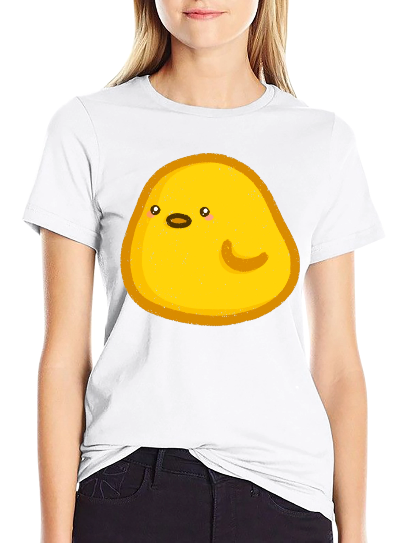 Cute Yellow Blob Graphic Tee - Black Casual Shirt