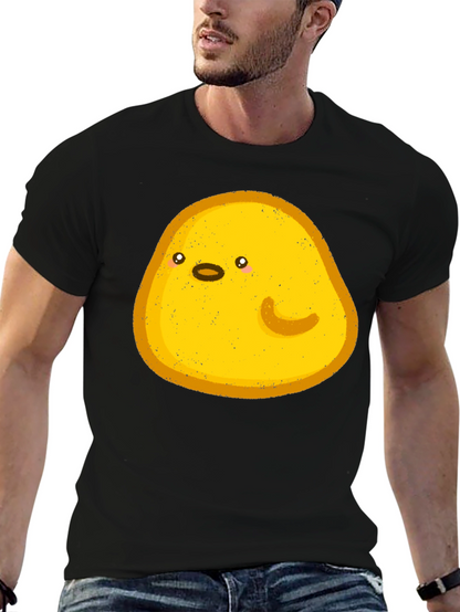 Cute Yellow Blob Graphic Tee - Black Casual Shirt