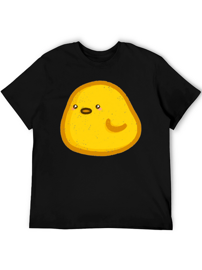 Cute Yellow Blob Graphic Tee - Black Casual Shirt