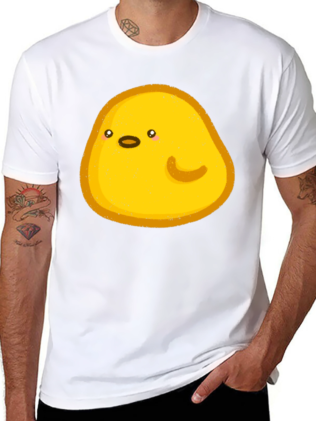 Cute Yellow Blob Graphic Tee - Black Casual Shirt