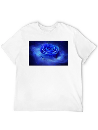 Black T-Shirt with Galaxy Rose Print