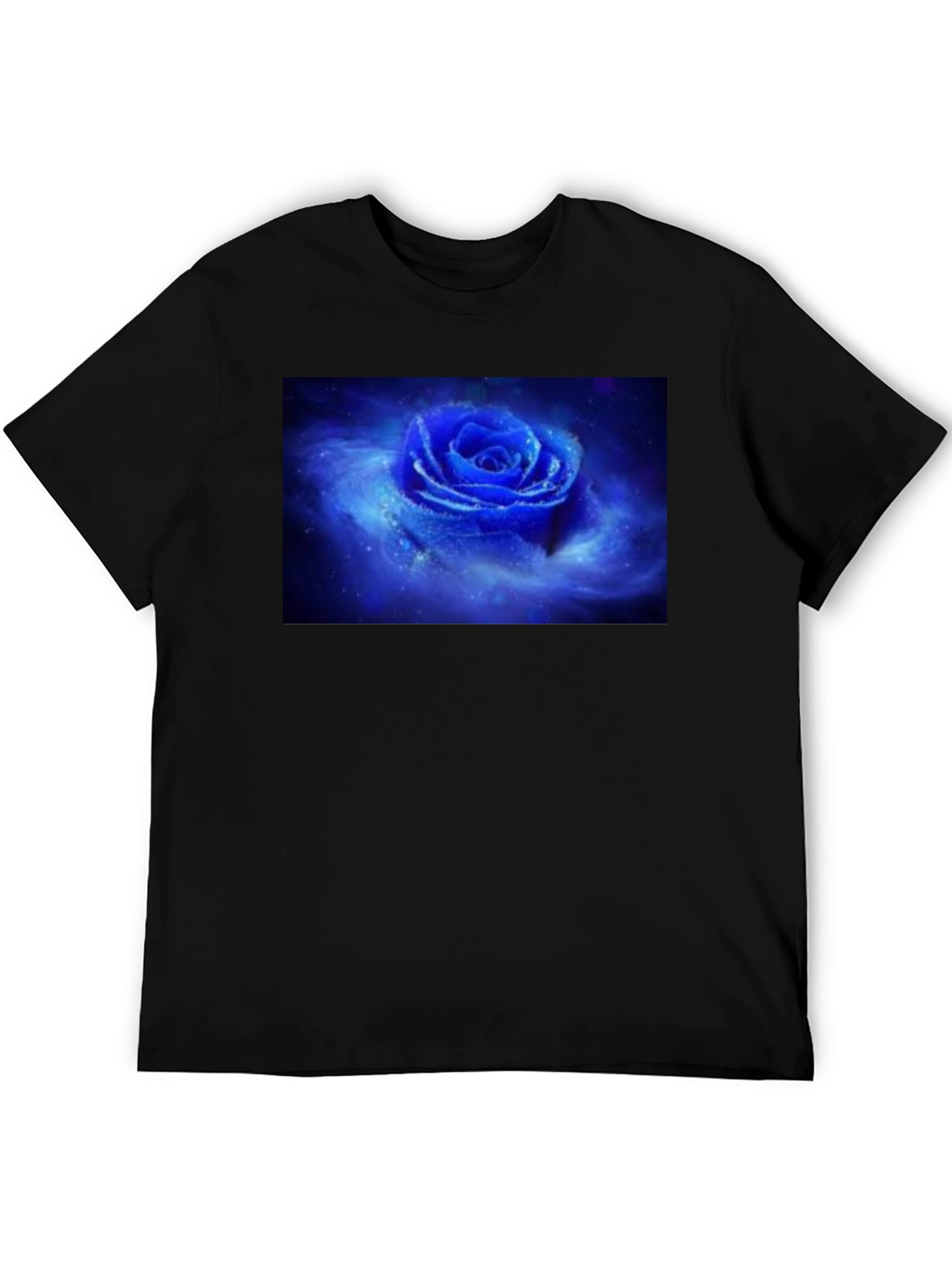 Black T-Shirt with Galaxy Rose Print