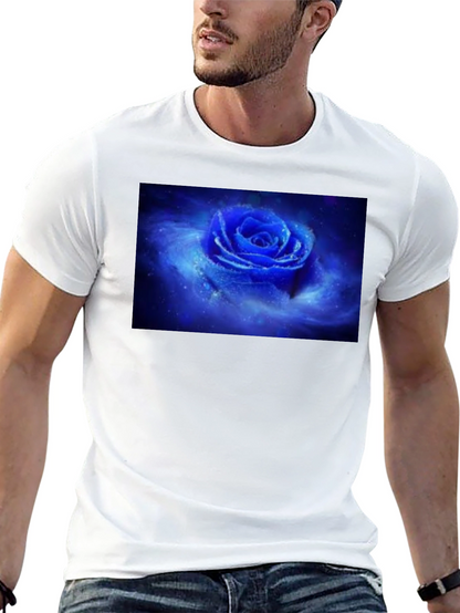 Black T-Shirt with Galaxy Rose Print