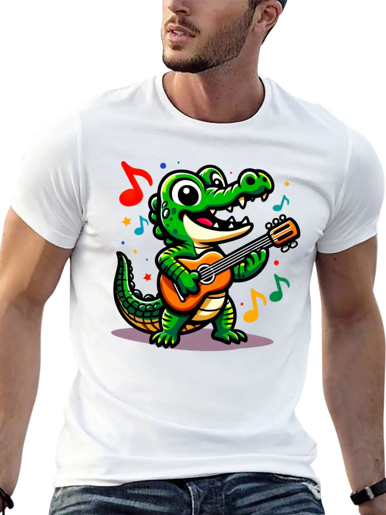 Cartoon Alligator Guitar T-Shirt