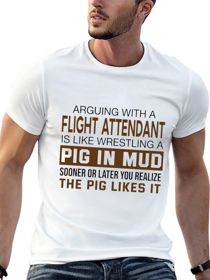 Flight Attendant Pig in Mud T-Shirt