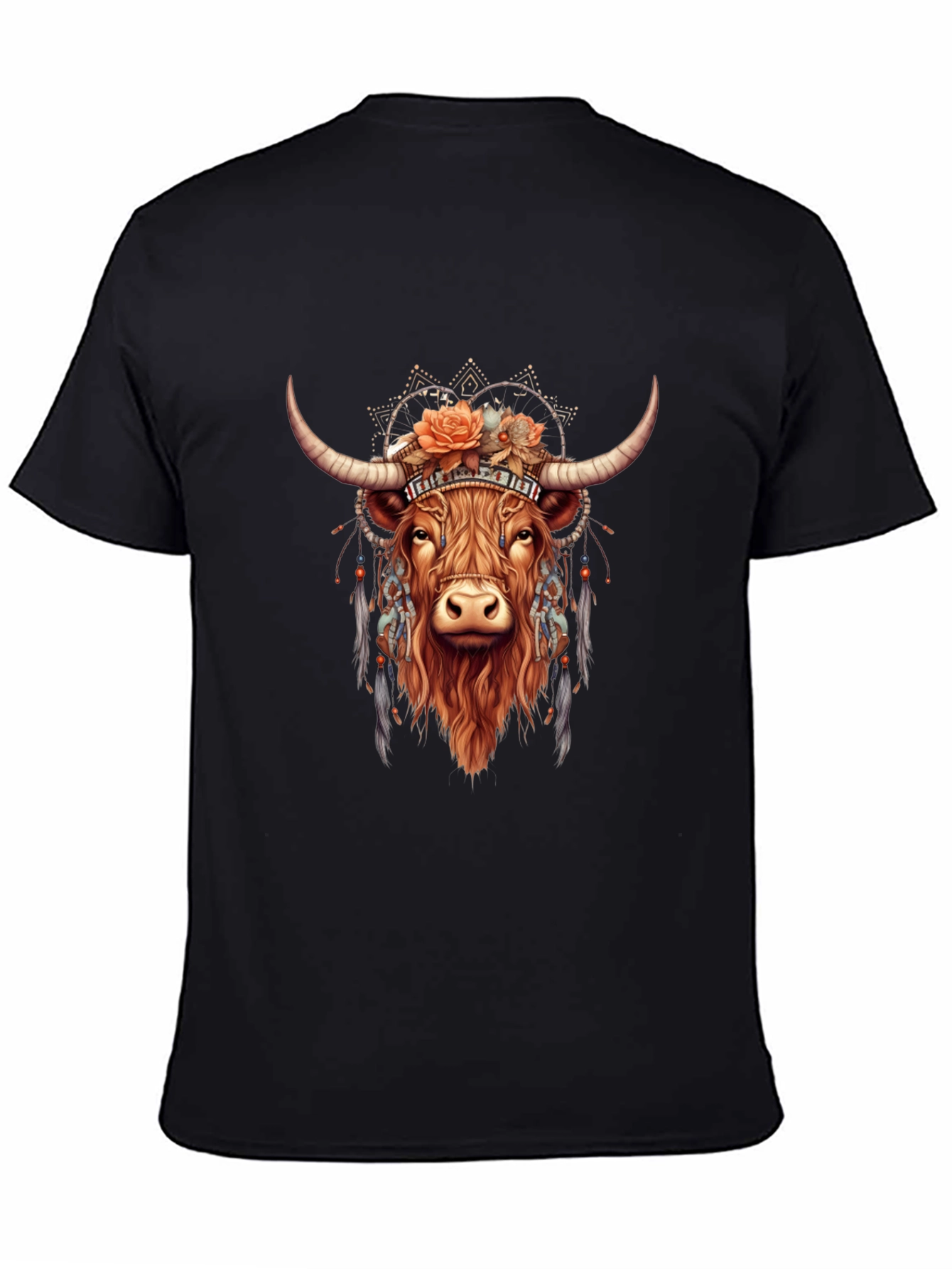 Boho Bull Graphic T-Shirt - Mens Black Tee