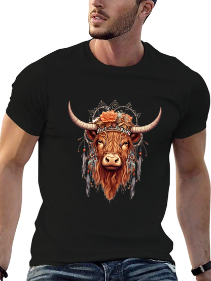 Boho Bull Graphic T-Shirt - Mens Black Tee
