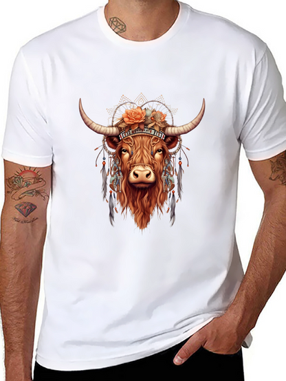 Boho Bull Graphic T-Shirt - Mens Black Tee