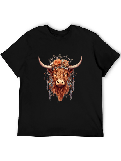 Boho Bull Graphic T-Shirt - Mens Black Tee