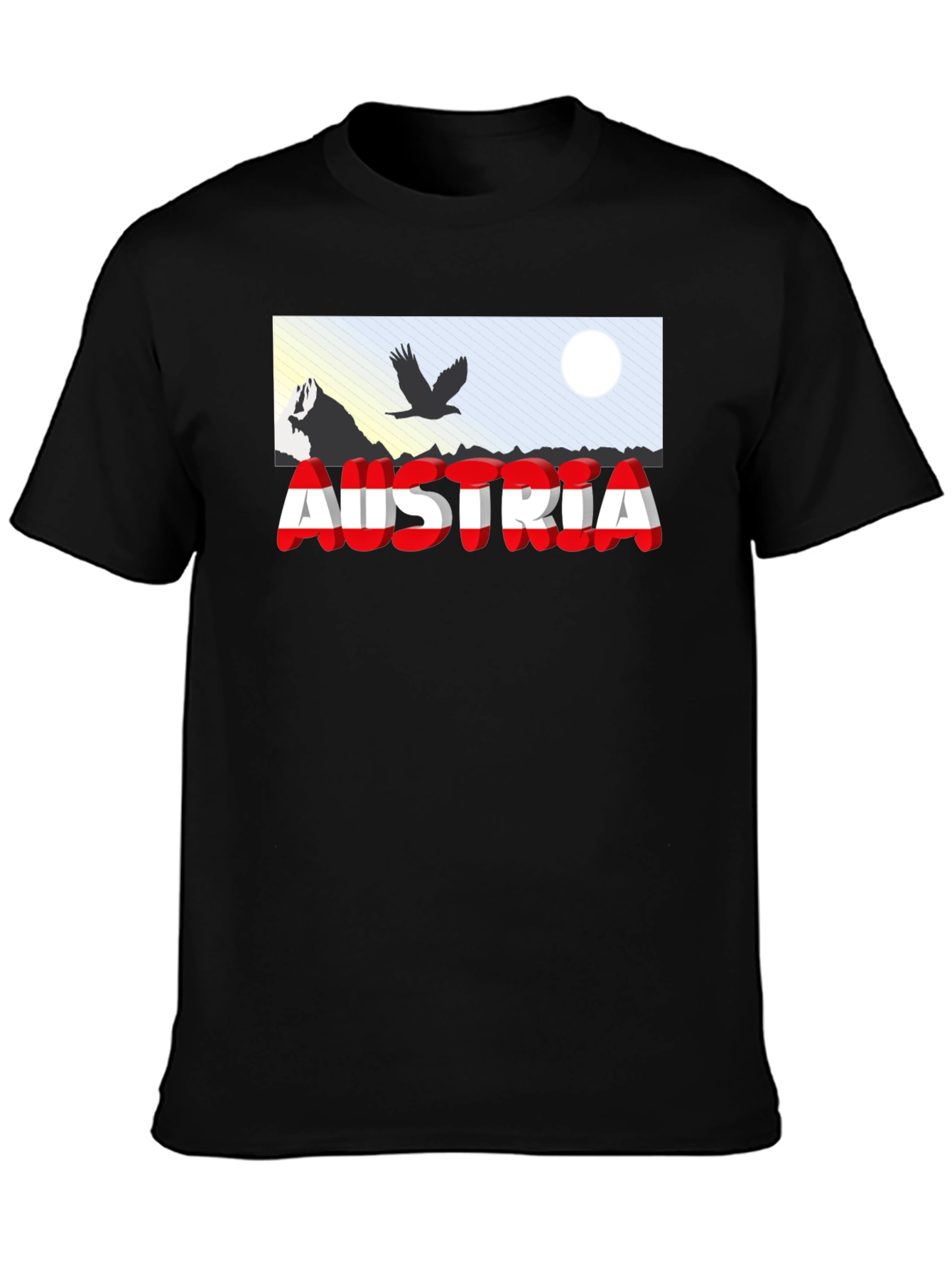 Austria Graphic T-Shirt - Black Short Sleeve Tee