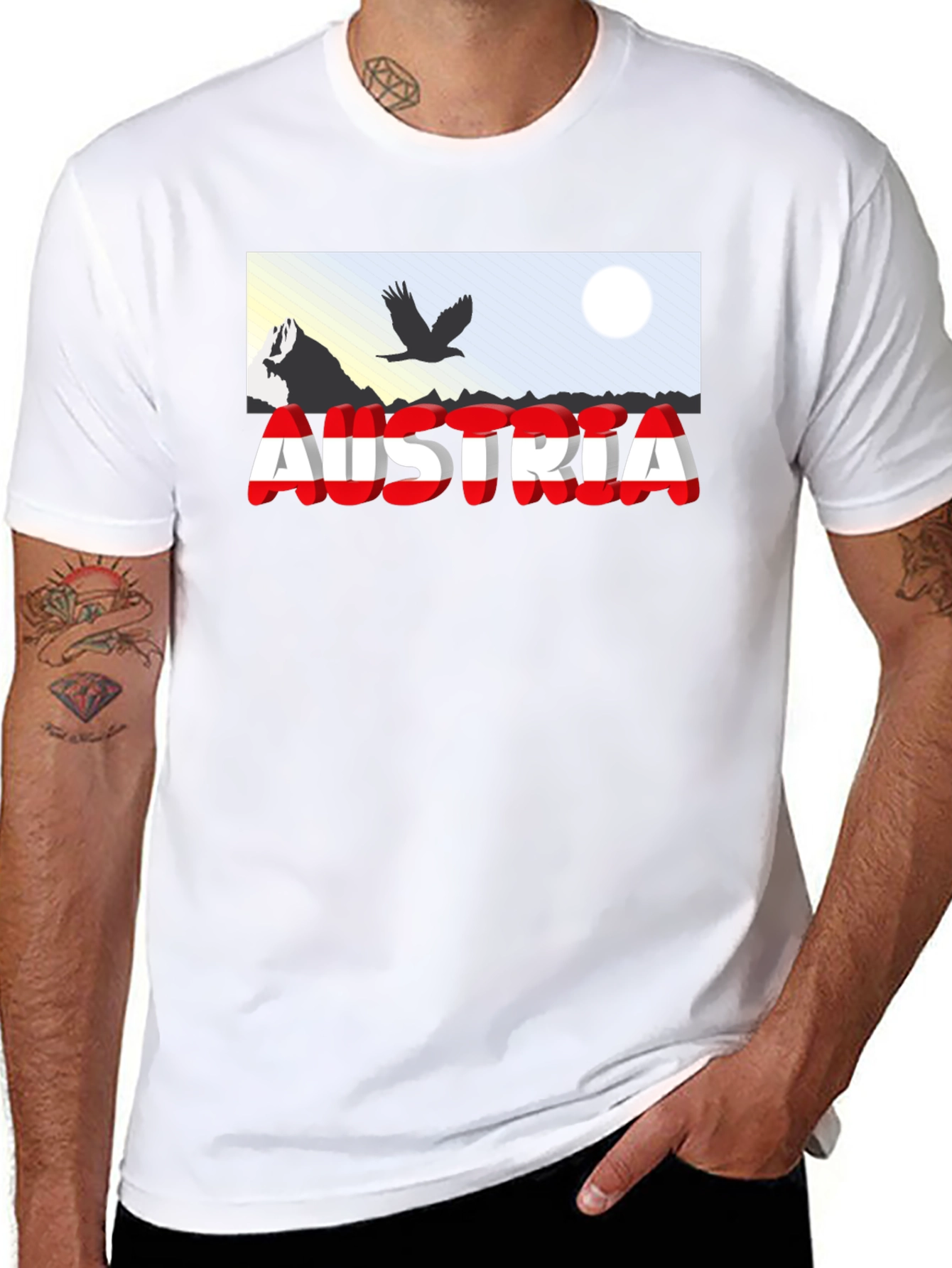Austria Graphic T-Shirt - Black Short Sleeve Tee