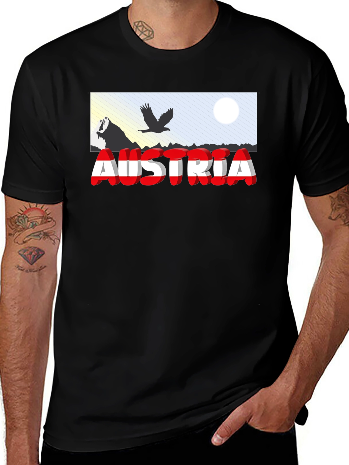 Austria Graphic T-Shirt - Black Short Sleeve Tee