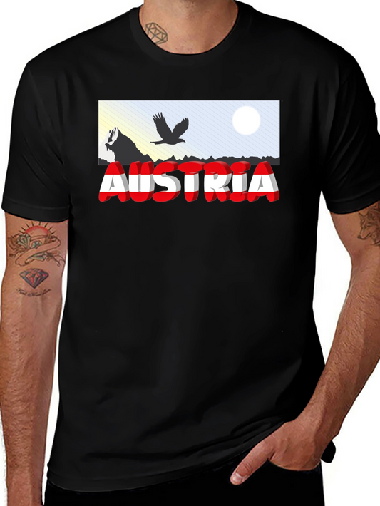 Austria Graphic T-Shirt - Black Short Sleeve Tee