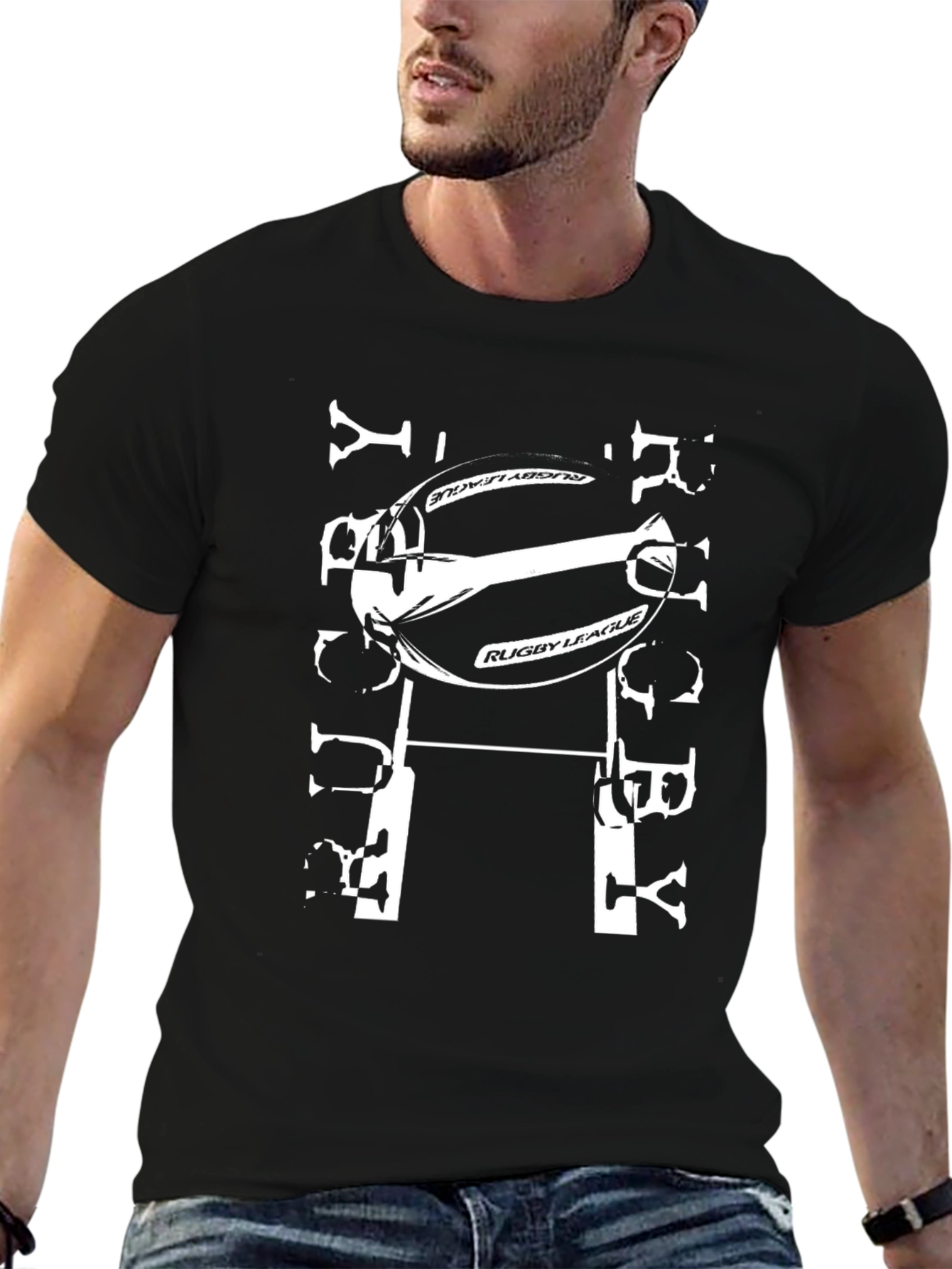 Rugby League T-Shirt - Black Graphic Tee