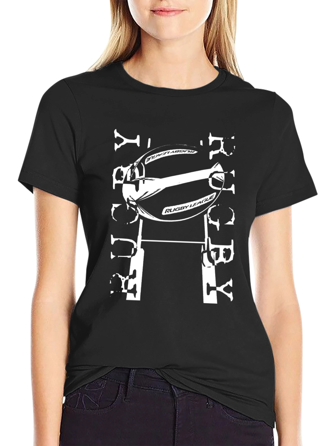 Rugby League T-Shirt - Black Graphic Tee