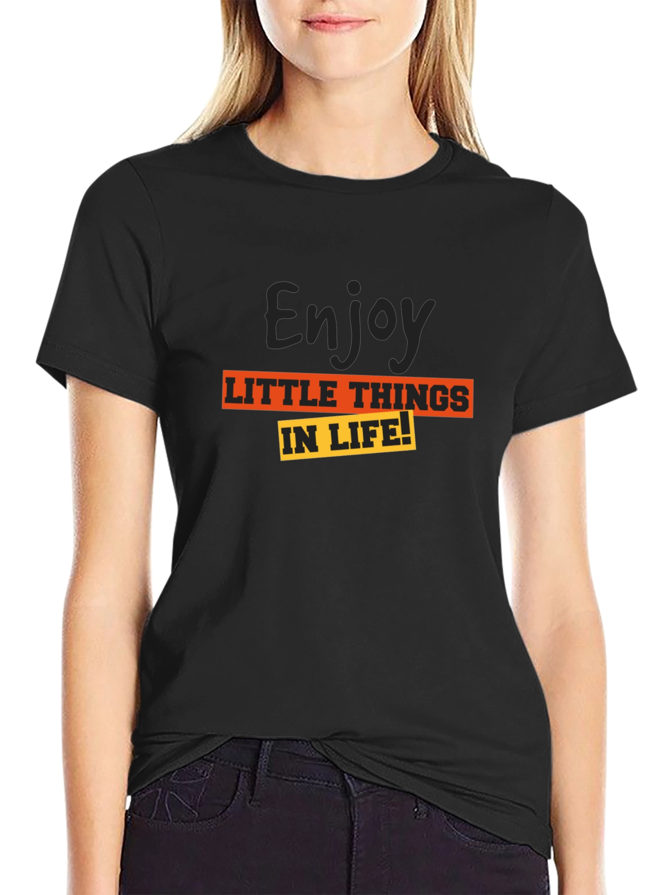 Enjoy Little Things Black Graphic Tee