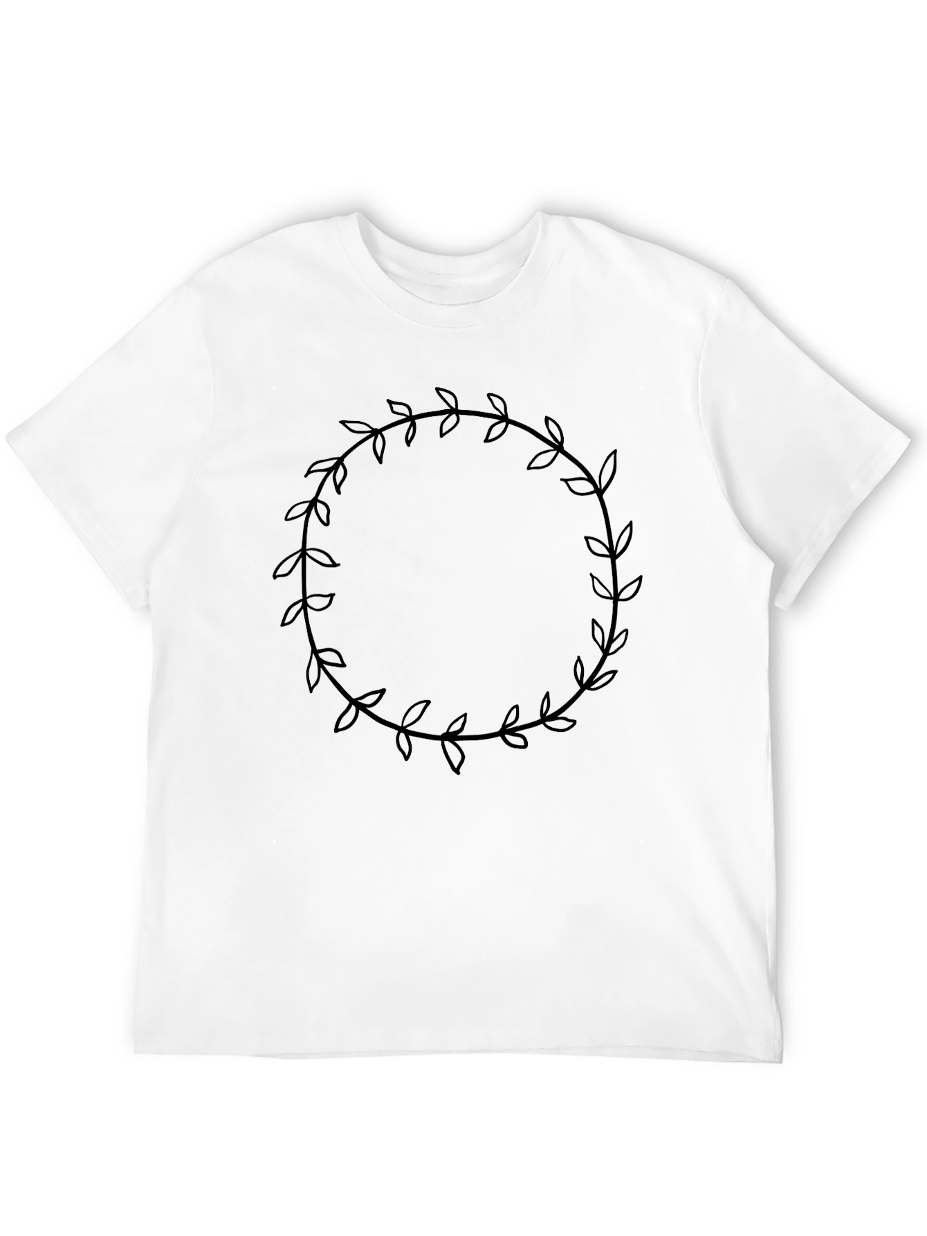 Leaf Wreath Graphic Black T-Shirt