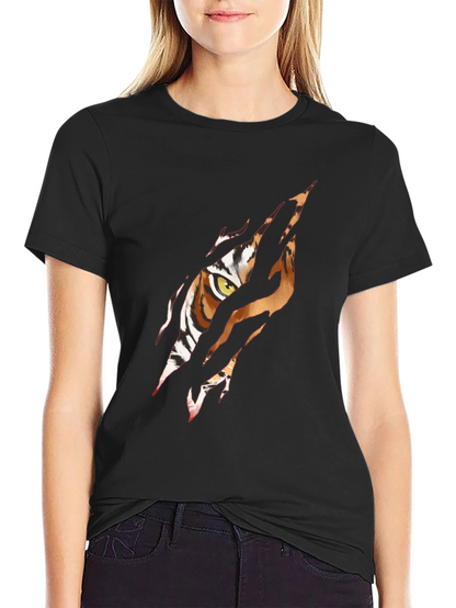 Tiger Eye Graphic Print Black T-Shirt