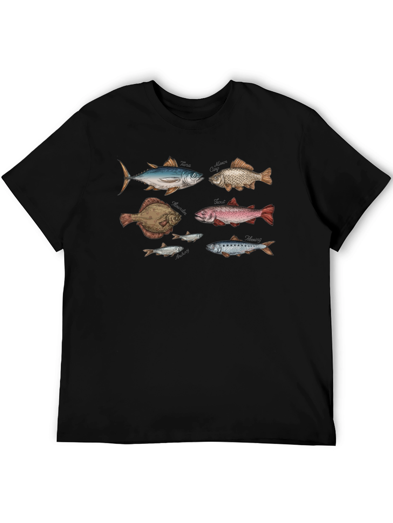 Fish Print Black T-Shirt