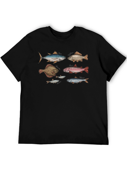 Fish Print Black T-Shirt