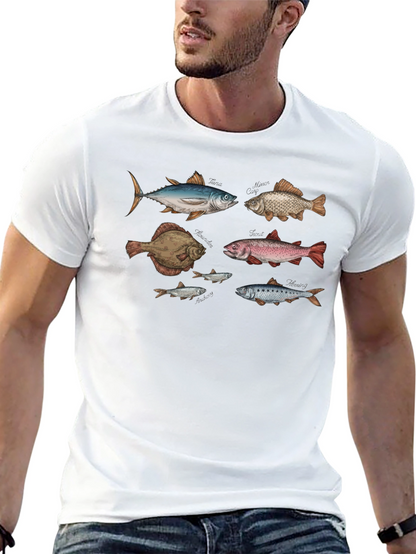 Fish Print Black T-Shirt