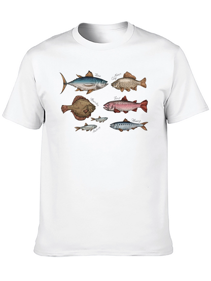 Fish Print Black T-Shirt