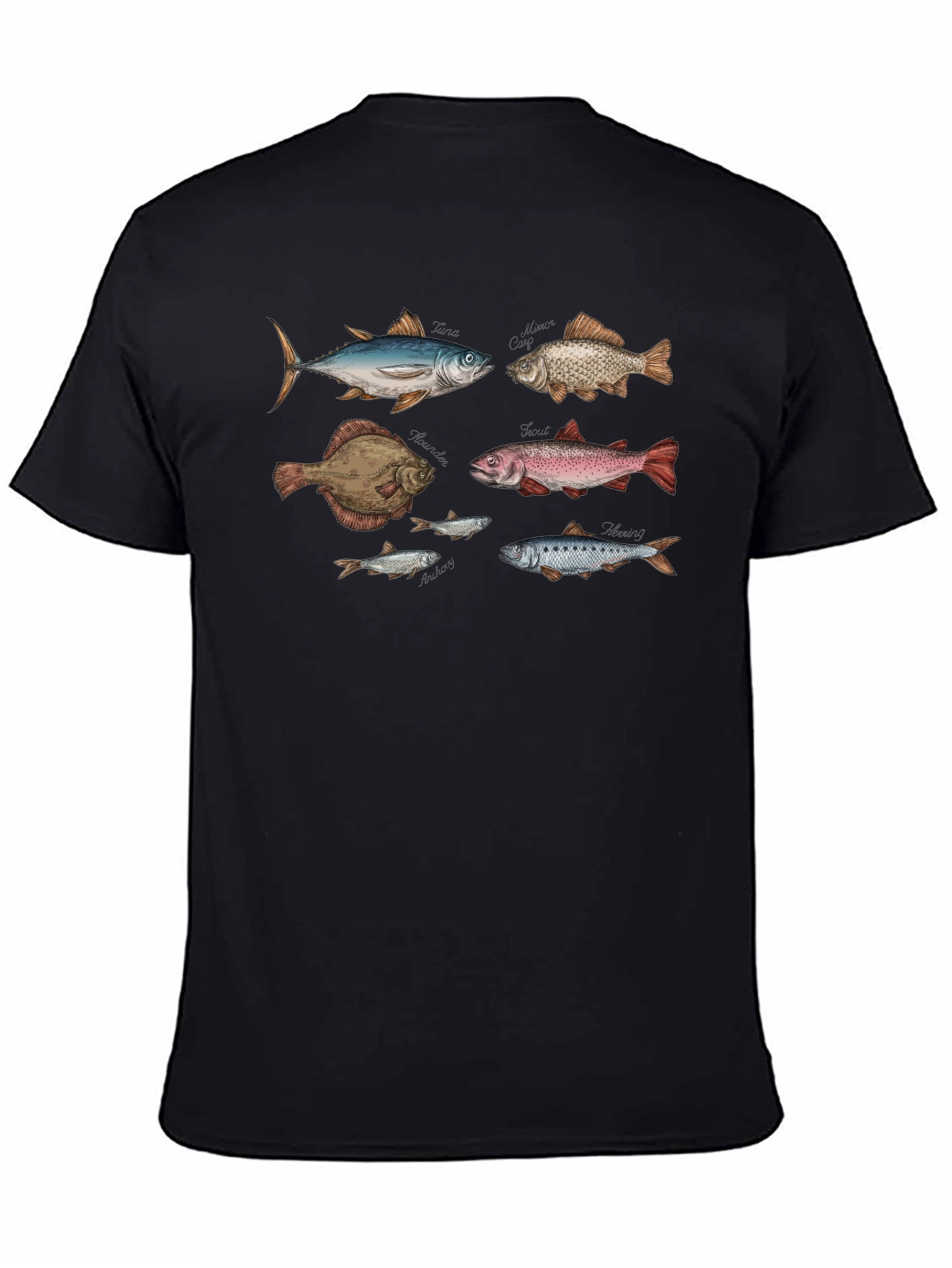 Fish Print Black T-Shirt