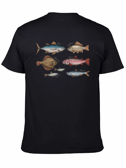 Fish Print Black T-Shirt