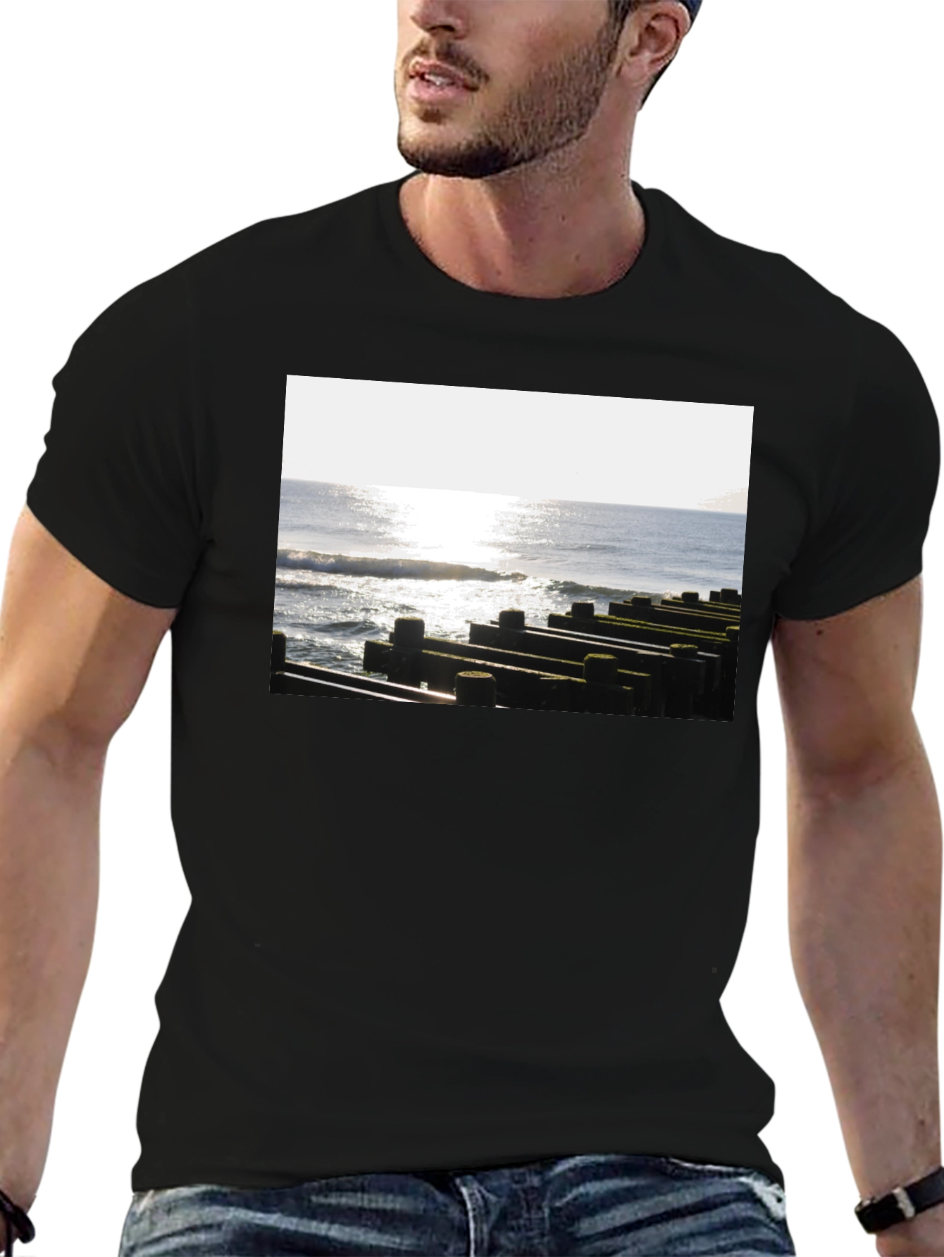 Ocean View Graphic Tee - Unisex Black T-Shirt