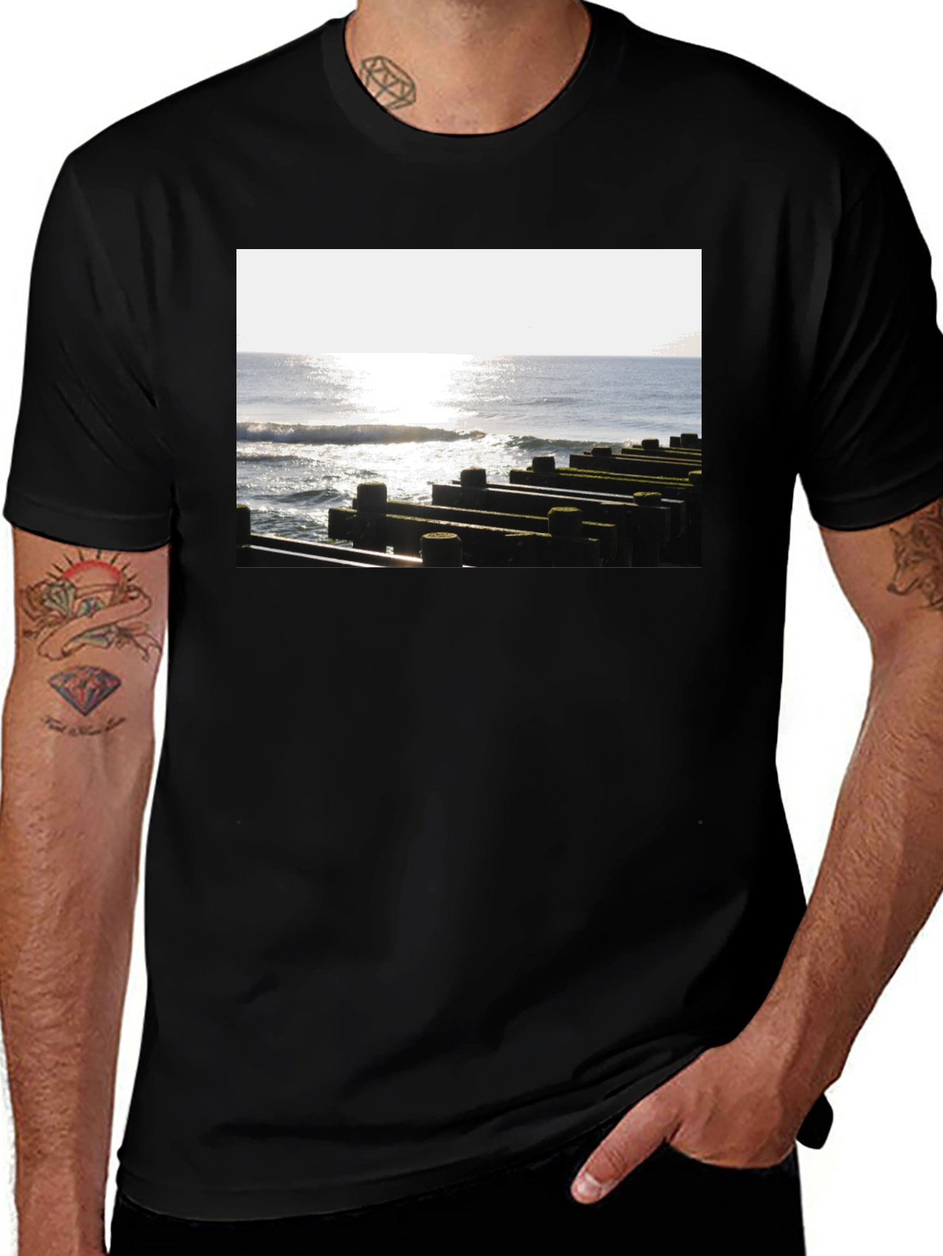 Ocean View Graphic Tee - Unisex Black T-Shirt