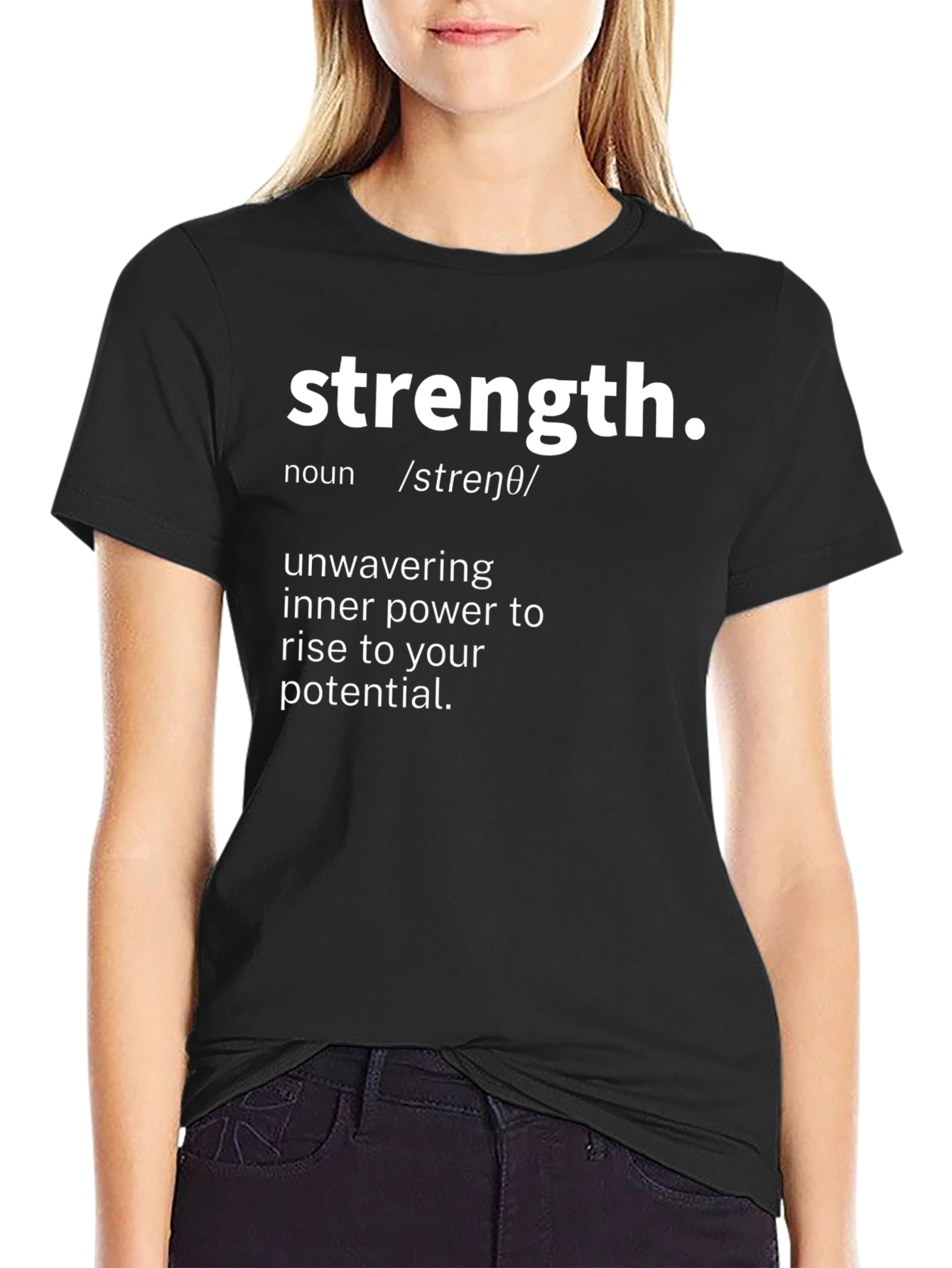 Strength Definition Black T-Shirt - Motivational Tee