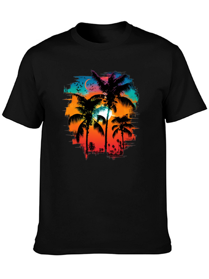 Palm Sunset Graphic Tee - Tropical Style