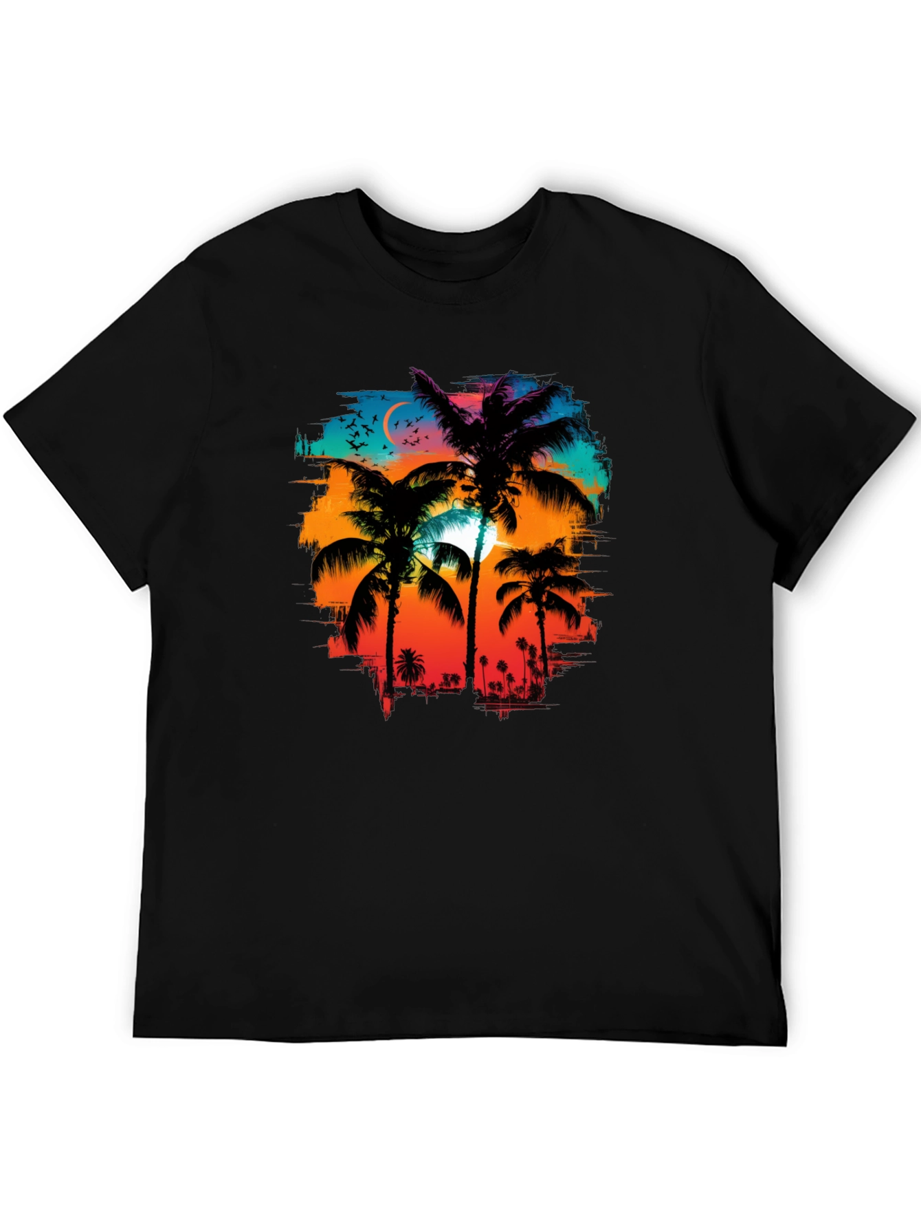 Palm Sunset Graphic Tee - Tropical Style