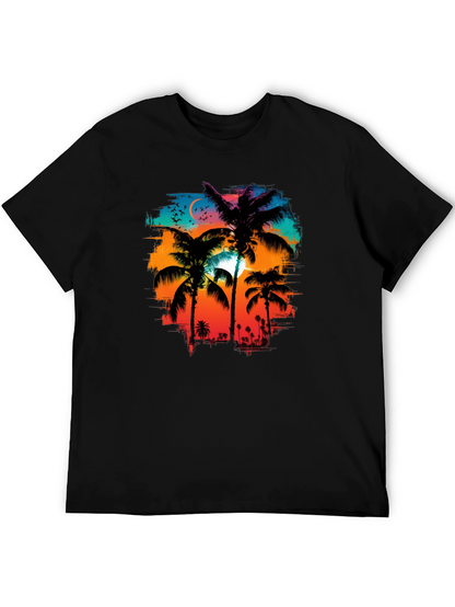 Palm Sunset Graphic Tee - Tropical Style