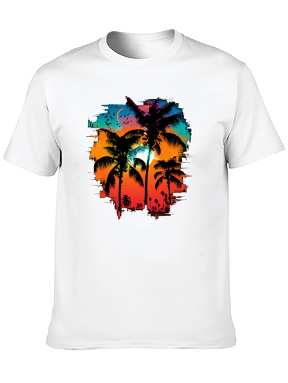 Palm Sunset Graphic Tee - Tropical Style