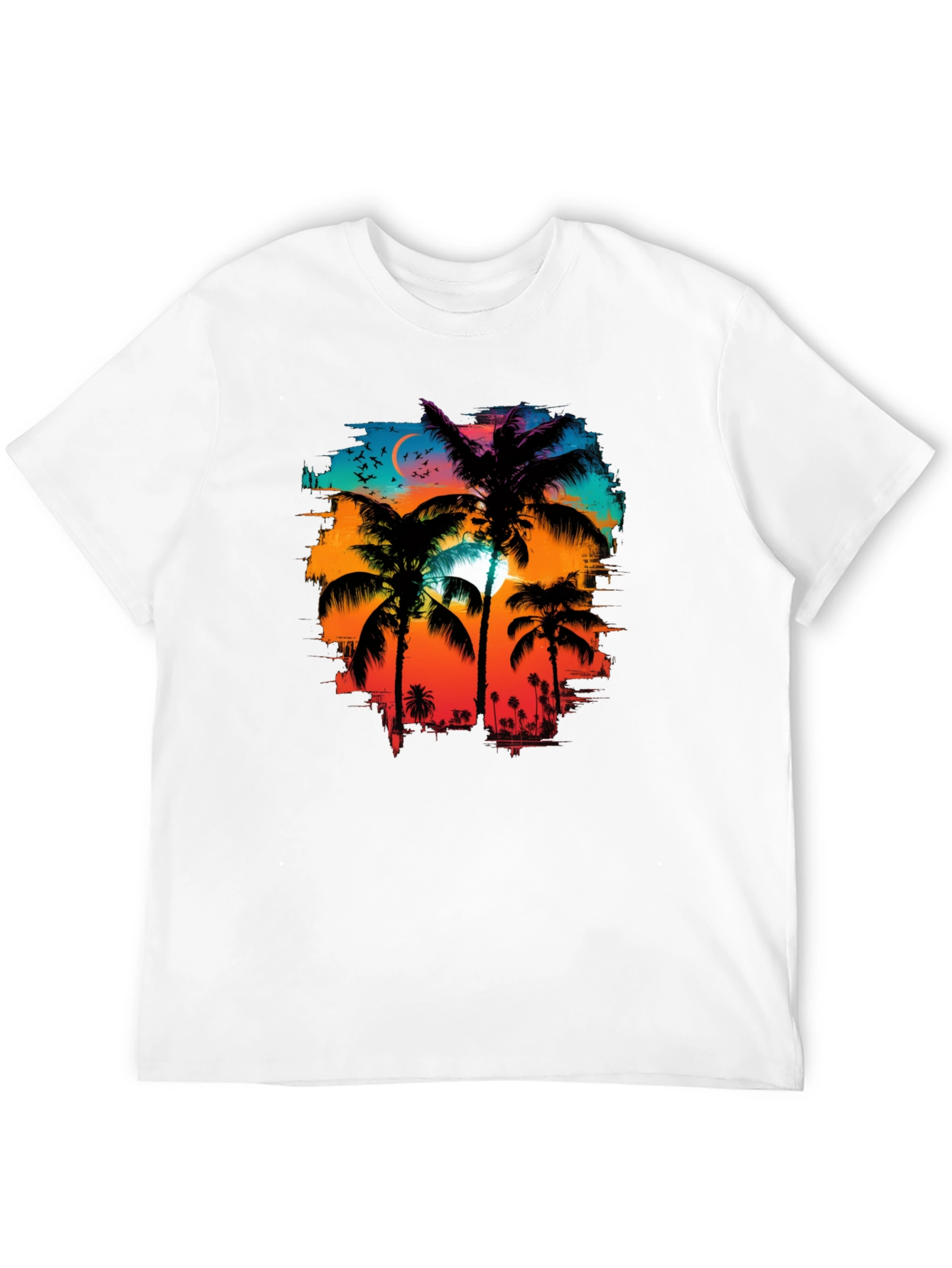 Palm Sunset Graphic Tee - Tropical Style