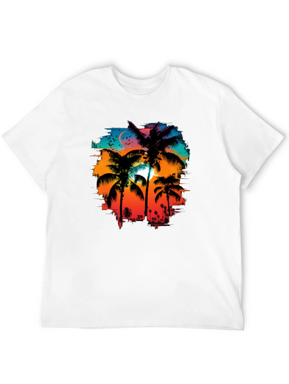 Palm Sunset Graphic Tee - Tropical Style