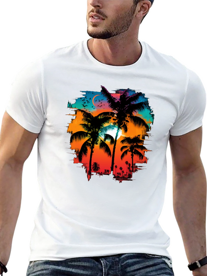 Palm Sunset Graphic Tee - Tropical Style