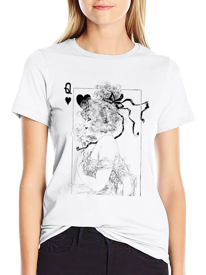 Queen of Hearts Playing Card Graphic T-Shirt