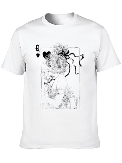 Queen of Hearts Playing Card Graphic T-Shirt