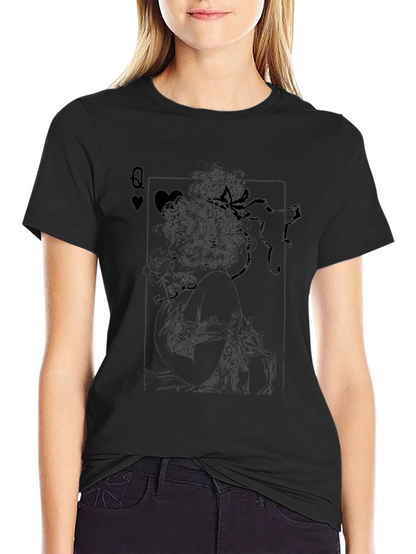 Queen of Hearts Playing Card Graphic T-Shirt