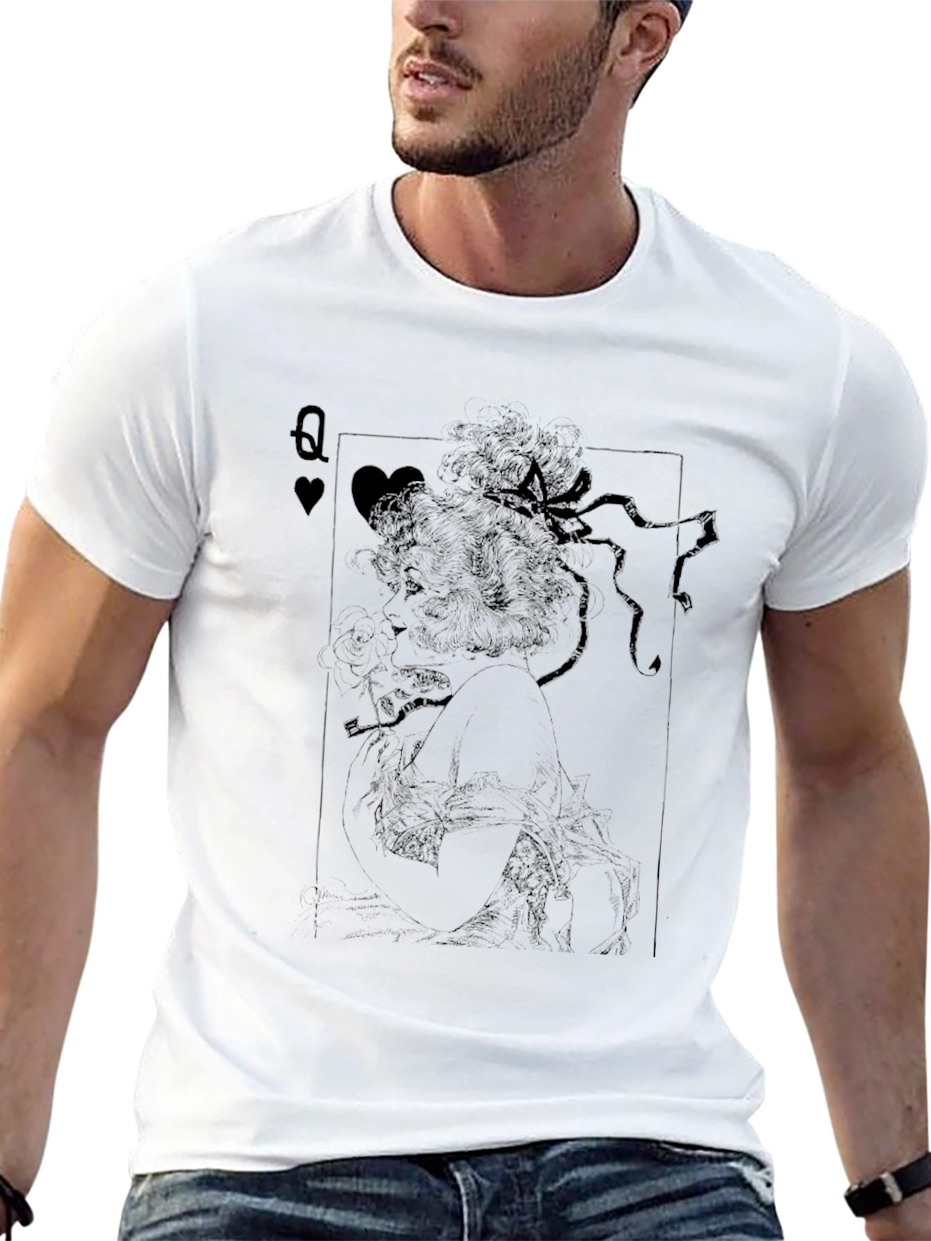 Queen of Hearts Playing Card Graphic T-Shirt