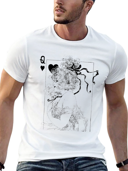 Queen of Hearts Playing Card Graphic T-Shirt