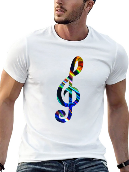Rainbow Treble Clef Black T-Shirt